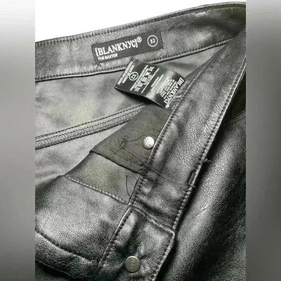 Blank NYC New NWT Vegan Leather Black The Baxter Pant Size 32 - Picture 5 of 6